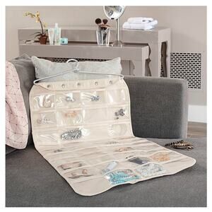 Household Essentials Hanging Jewelry Organizer, Natural Canvas